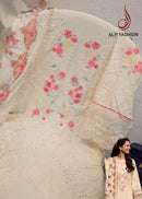 Alif Fashion A 189 Pure Cotton Heavy Embroidery Work With Moti Work Readymade Pakistani Suits