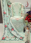 Alif Fashion A 187 Pure Cotton Heavy Embroidery Work With Moti Work Readymade Pakistani Suits