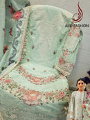 Alif Fashion A 187 Pure Cotton Heavy Embroidery Work With Moti Work Readymade Pakistani Suits