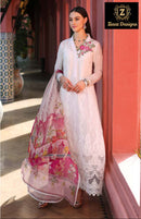 Ziaaz Designs Code 323 Rayon Self Embroidered Very Beautiful White Shade Pakistani Suits