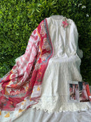 Ziaaz Designs Code 323 Rayon Self Embroidered Very Beautiful White Shade Pakistani Suits
