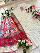 Ziaaz Designs Code 323 Rayon Self Embroidered Very Beautiful White Shade Pakistani Suits