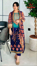 Aasha Designer 1042 B Pure Cotton Print With Heavy  Self Embroidery Worked Pakistani Suits