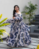 BAN 134 Presenting Our Cream Color Tabby Organza Three Piece Anarkali Suit