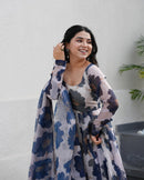 BAN 134 Presenting Our Cream Color Tabby Organza Three Piece Anarkali Suit