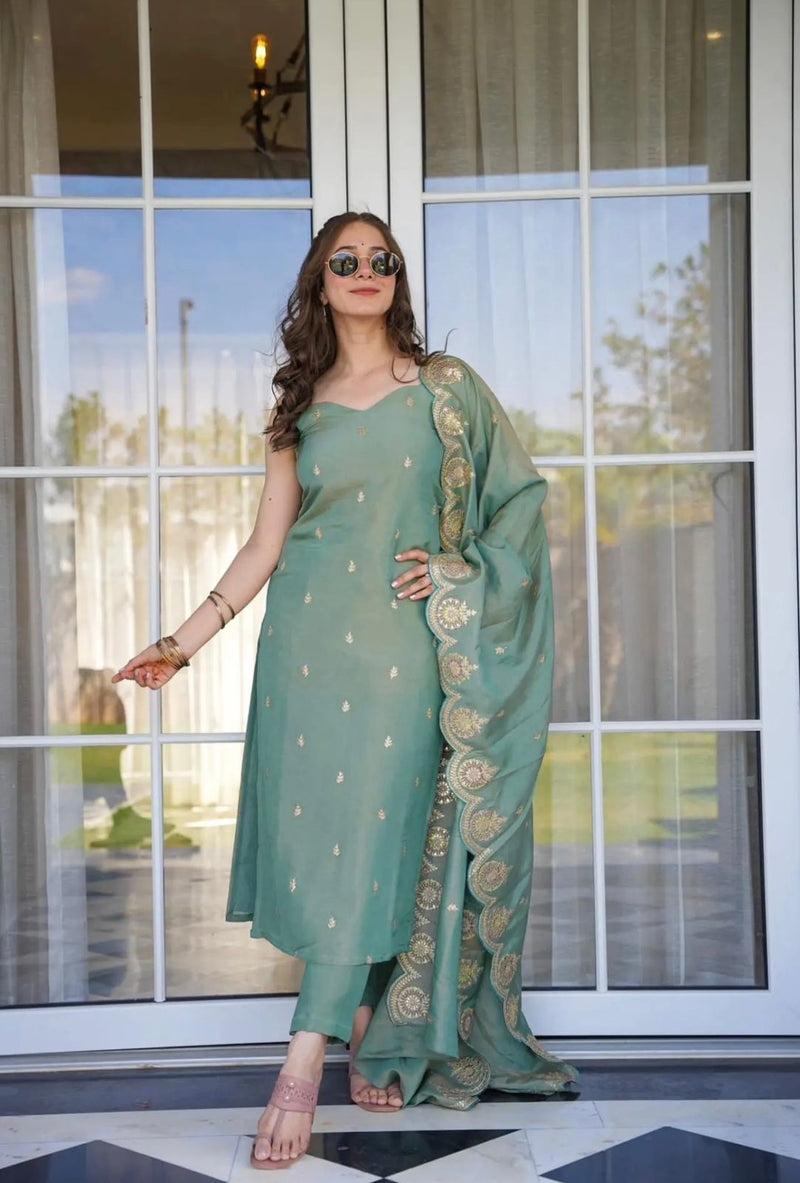 BF 640 Viscose Zari Chanderi Embroidared Worked Ethnic Kurti