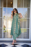 BF 640 Viscose Zari Chanderi Embroidared Worked Ethnic Kurti