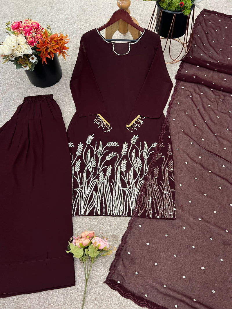 JF 003 Designer Collection In Pure Faux Georgette Embroidery Sequence Work Suits