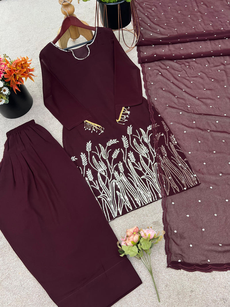 JF 003 Designer Collection In Pure Faux Georgette Embroidery Sequence Work Suits