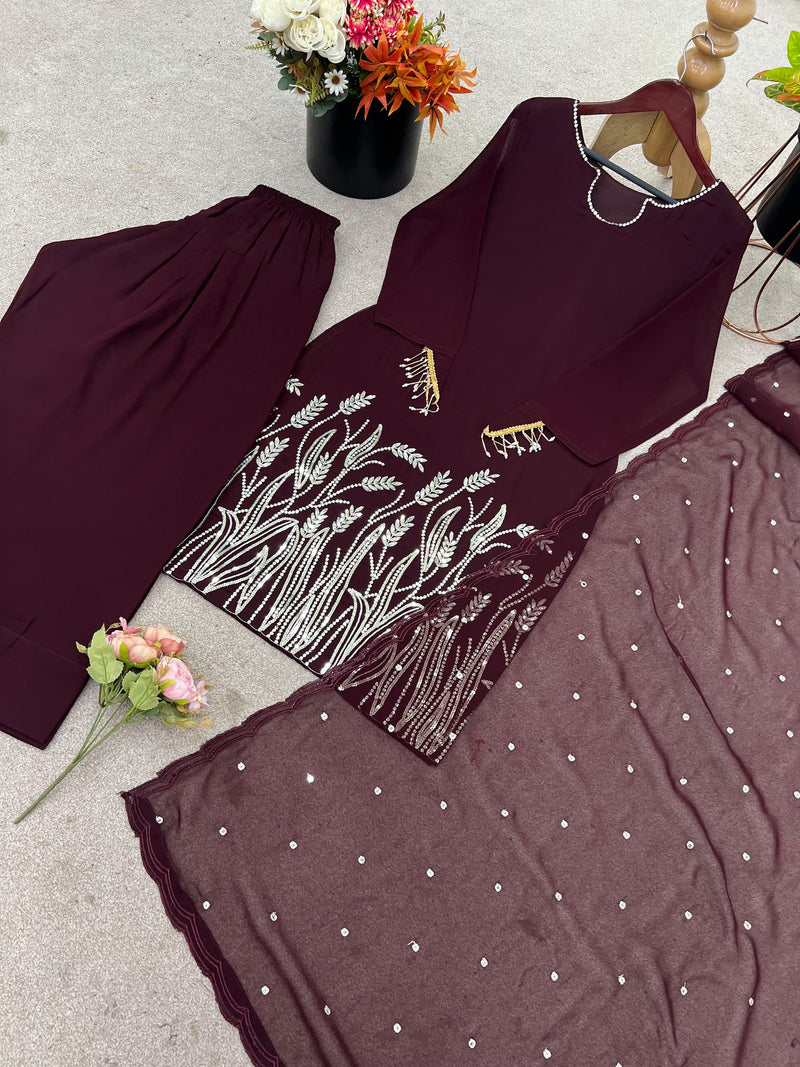JF 003 Designer Collection In Pure Faux Georgette Embroidery Sequence Work Suits