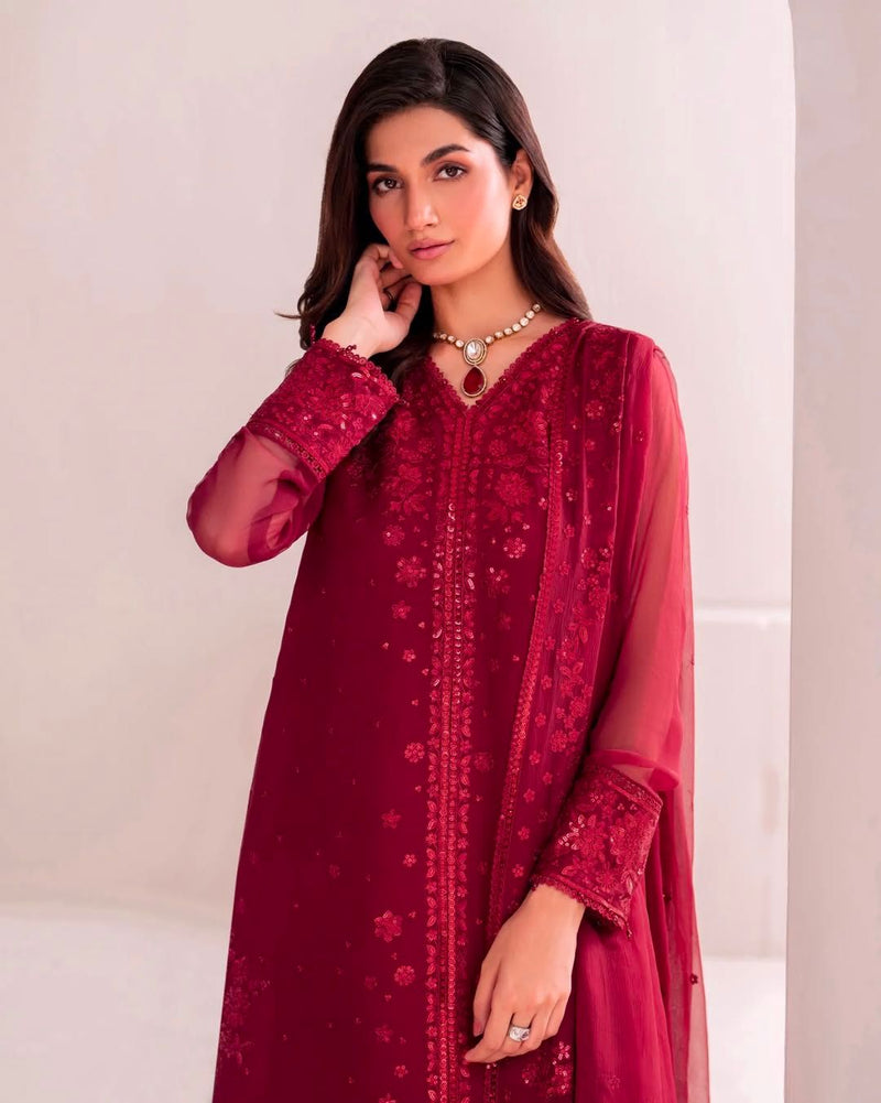 JF 002 Presenting New Designer Collection In Faux Georgette With Embroidery Sequence Work Suits