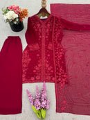 JF 002 Presenting New Designer Collection In Faux Georgette With Embroidery Sequence Work Suits