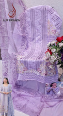 Alif Fashion A 186 Pure Cotton With Heavy Embroidery Work With Moti Work Pakistani Suits
