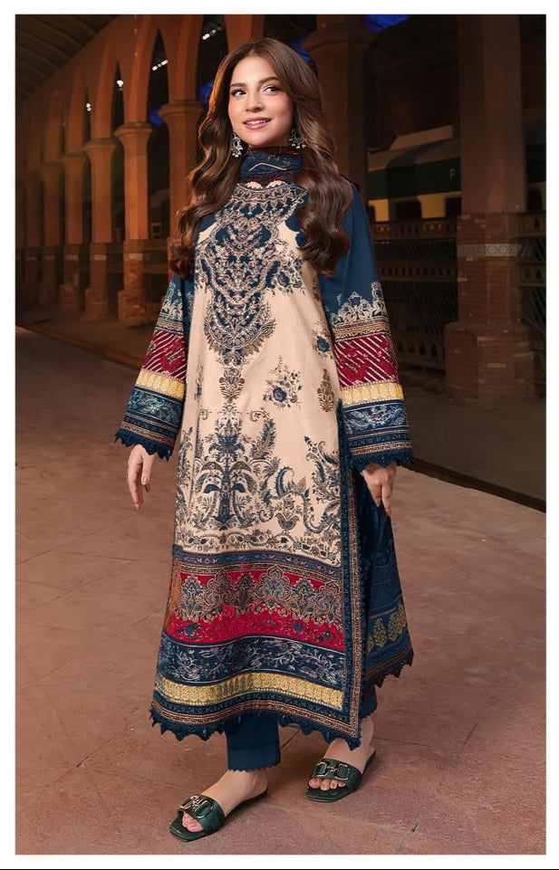 AL Zohaib AZ 1287 A Pure Cotton Print  With Heavy Embrodairy Patches Work Pakistani Suits
