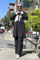 Modesty Comfort Wear Cy Fabric Black Cord Set