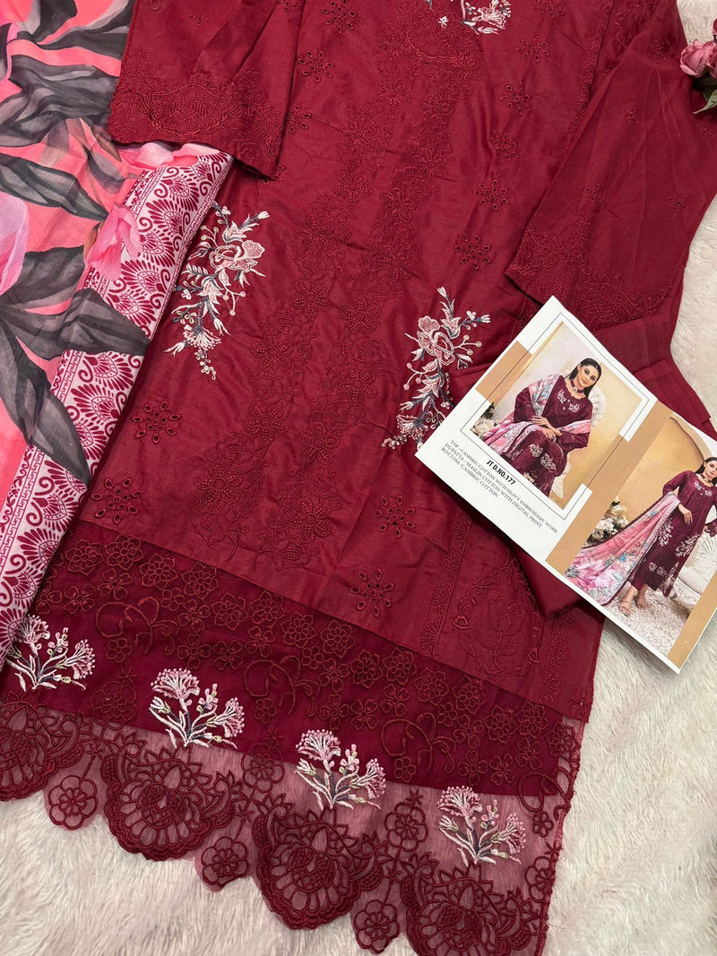 Johra Tex JT 177 Cambric Cotton With Heavy Embroidery Work Pakistani Suits