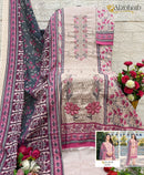AL Zohaib 1258 B Pure Cotton Print With Heavy Self Work Pakistani Suits