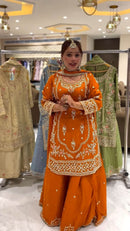 MD 3049 New Designer Party Wear Embroidery Work Sharara Suits