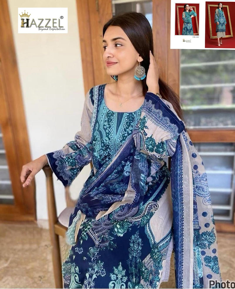 Hazzel 0325 Pure Cotton Printed And Embroidery Patches Work Pakistani Suits