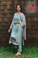 Aasha Designer 1032 Pure Cotton Print With Heavy Embroidery Exclusive Patch Work Pakistani Suits