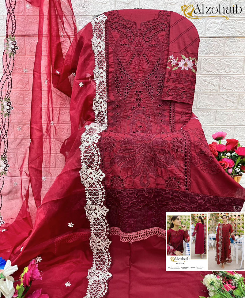 AL Zohaib Az 1224 A Pure Cotton With Emboridery Work Pakistani Suits