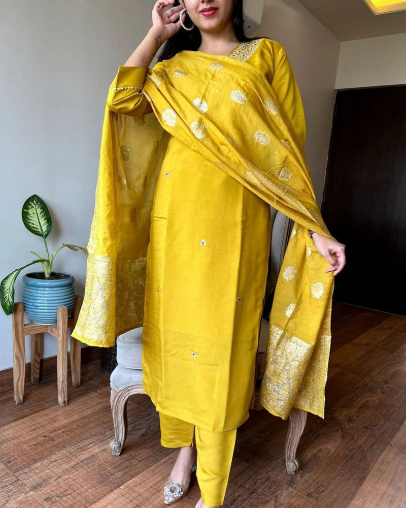 Sanskriti 8974 Viscose Chanderi With Sequence Coding Embroidery Work Kurti