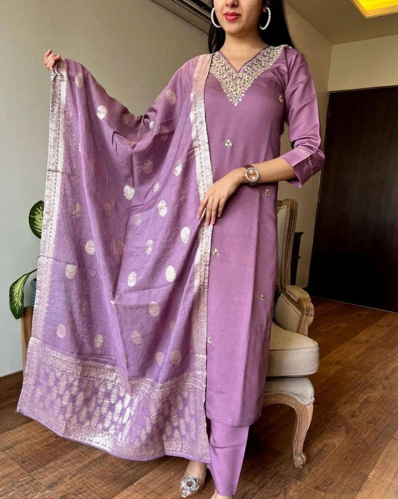 Sanskriti 8972 Viscose Chanderi With Sequence Coding Embroidery Work Kurti