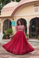 KA 1121 Faux Blooming With Embroidery Zari Sequins-work Designer Gown