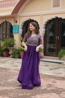 KA 1121 B Faux Blooming With Embroidery Zari Sequins-work Designer Gown