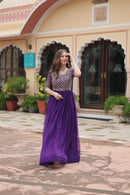 KA 1121 B Faux Blooming With Embroidery Zari Sequins-work Designer Gown