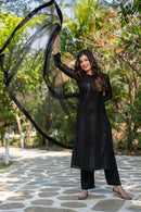 BF 631 Faux Georgette With Embroidery Work Stylish Black Color Kurti