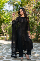 BF 631 Faux Georgette With Embroidery Work Stylish Black Color Kurti