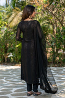 BF 631 Faux Georgette With Embroidery Work Stylish Black Color Kurti
