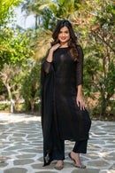 BF 631 Faux Georgette With Embroidery Work Stylish Black Color Kurti