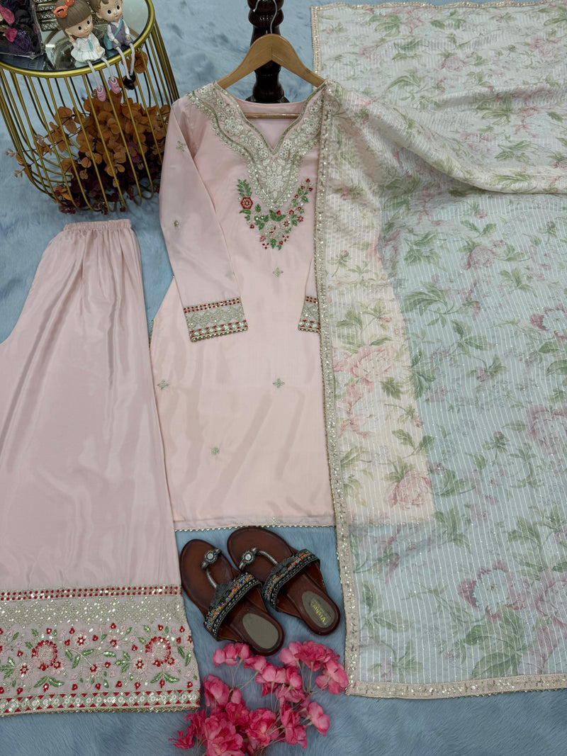 Lady Look 003 Designer Party Wear Pure Natural Crepe With Embroidery Work Suits