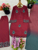 JF 011 New Designer Collection In French Crep Silk Embroidery Sequence Work Cord Set