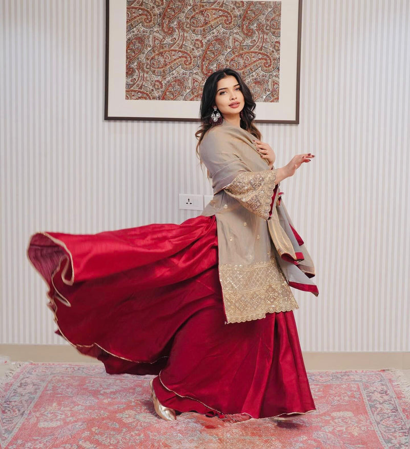SRK 5280 Fendi Crush With Heavy Embroidery Sequence Work Suits