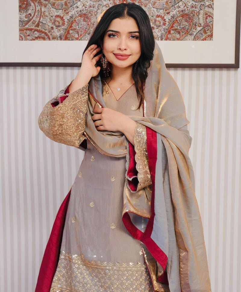 SRK 5280 Fendi Crush With Heavy Embroidery Sequence Work Suits