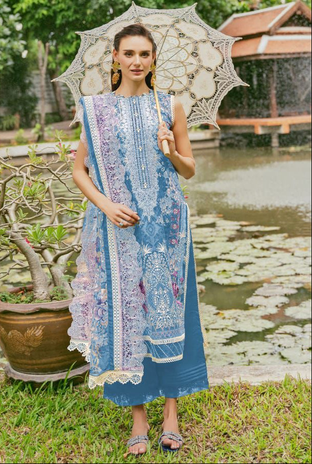 Taj Creations 602 Pure Cotton Print With Heavy Embroidery Work Pakistani Suits