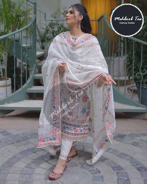 Mehboob Tex 1341 Cotton With Chikankari Embroidered Work Pakistani Suits