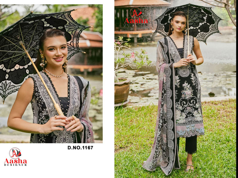 Aasha Designer 1167 Pure Cotton Print With Heavy Embroidery Exclusive Patch Work Pakistani Suits