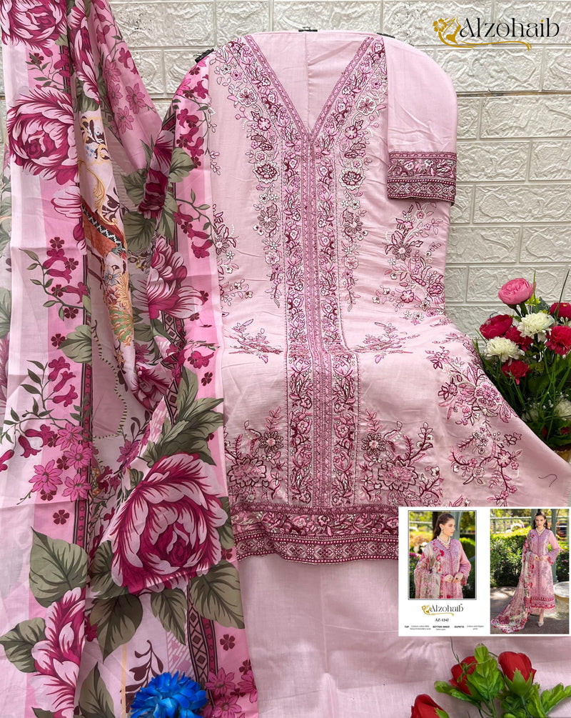 Al Zohaib Az 1242 Pure Cotton With Embroidery Work Pakistani Suits