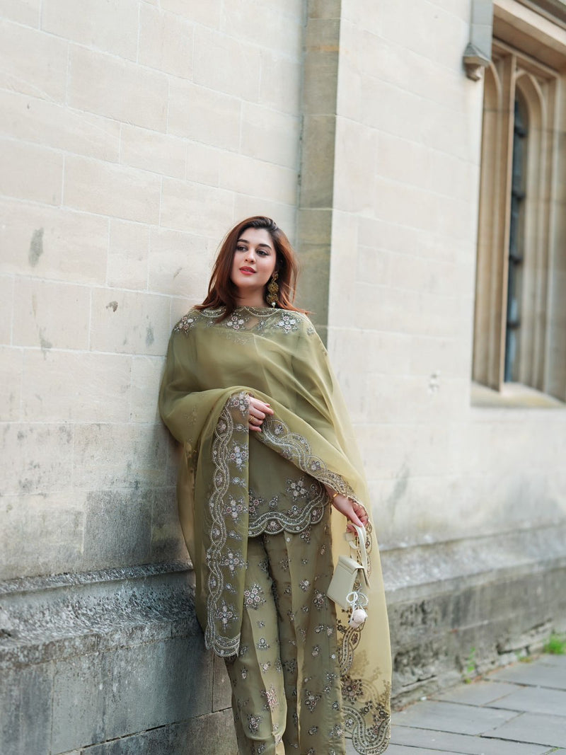 SSR 517 French Crep Silk With Embroidery Sequence Work Designer Wear Suits