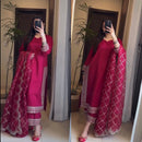 MF 465 Malay Satin Silk With Heavy Embroidery Designer Long Pakistani Suit