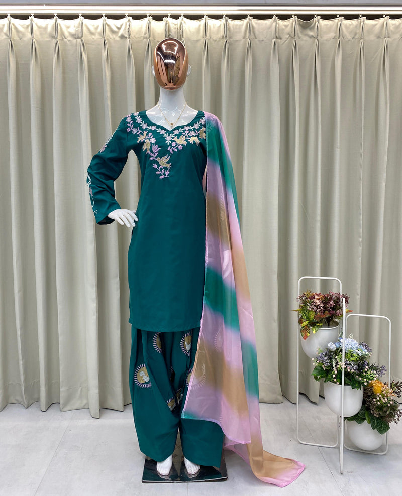 BE 367 French Embroidery Work Designer And Most Trending Farsi Salwar Suit