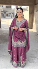 SRK 5250 Heavy Chinnon Silk With Embroidery Sequence Work Suits