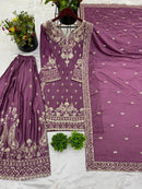 SRK 5250 Heavy Chinnon Silk With Embroidery Sequence Work Suits