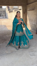 SRK 5250 B Heavy Chinnon Silk With Embroidery Sequence Work Wedding Wear Suits