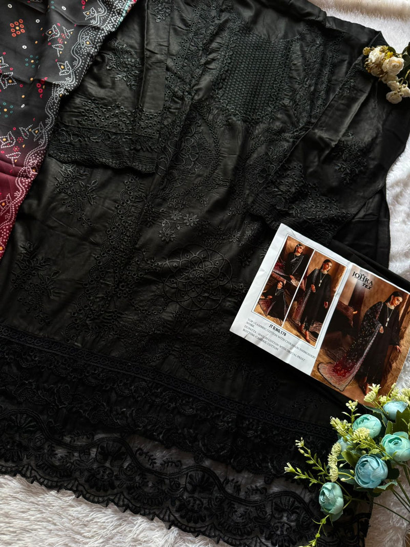 Johra Tex JT 178 Cambric Cotton With Chikankri Embroidery Work Pakistani Suits