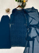 BE 170 Trending Faux Georgette Cotton Thread Embroidered Work Suit